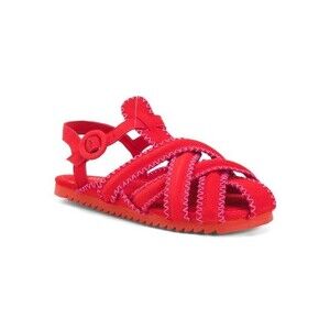 Farm Rio women Red ZigZag Sandals sz 7 US (38 EU) Vegan Buckle Strap Flat Brazil